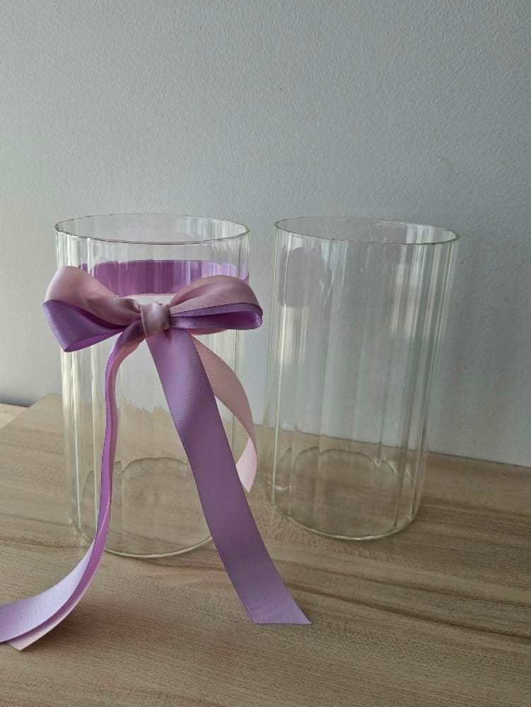 Clear Ribbed Vase