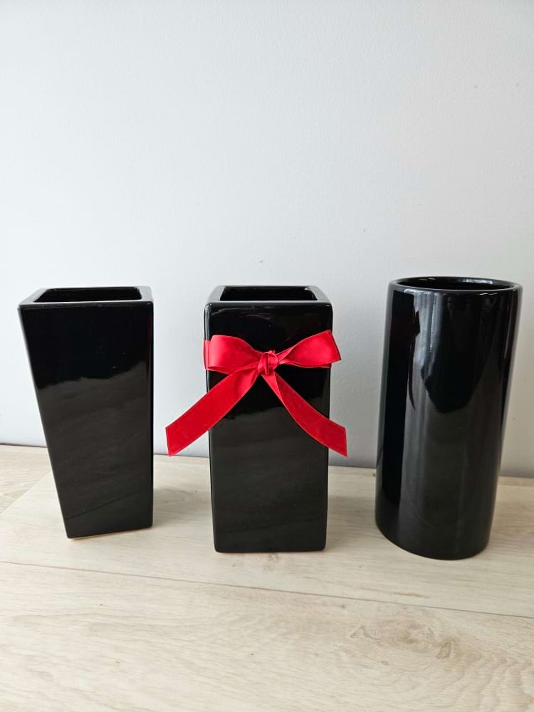Black ceramic vases