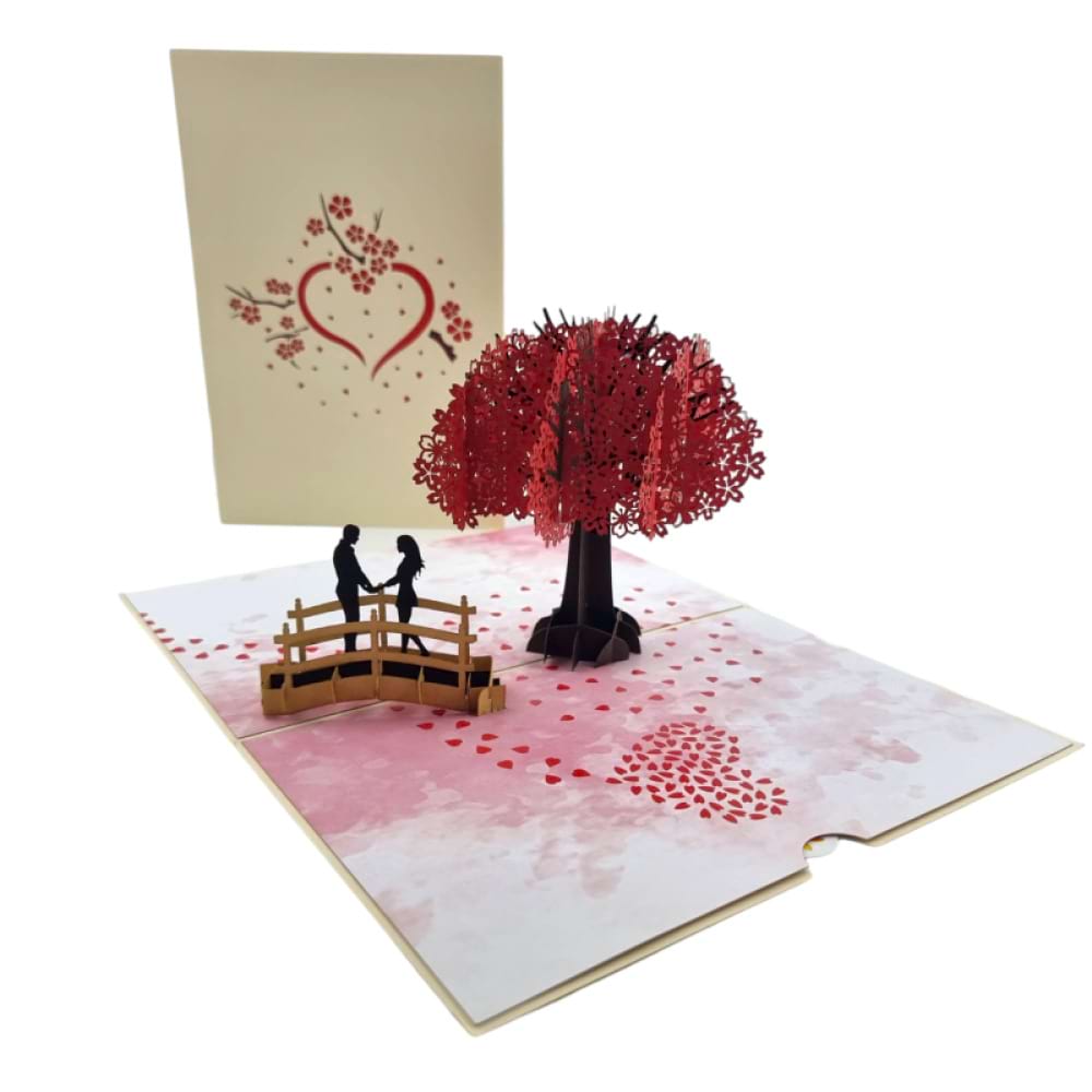 Cherry Blossom Love Scene Pop Up Card