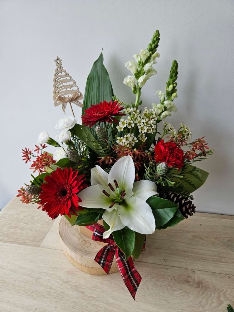 Tall christmas boxed arrangement